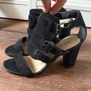 Via Spiga Black Strappy Heels